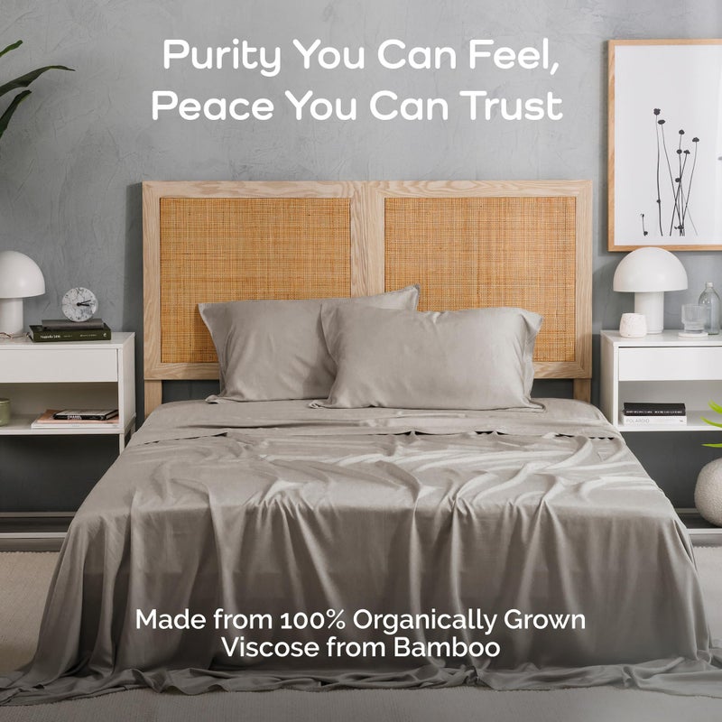 Bamtek 100% Viscose from Bamboo Sheets Queen Size, Super Soft Bedding Set, 4PC Cooling Sheets for Hot Sleepers, Vegan Silk Moisture Wicking, Organically Grown Bedsheet, Sand - 60" x 80" - Image 2